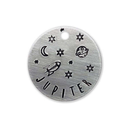 Space Design Jupiter Handstamped - Pet ID Tag