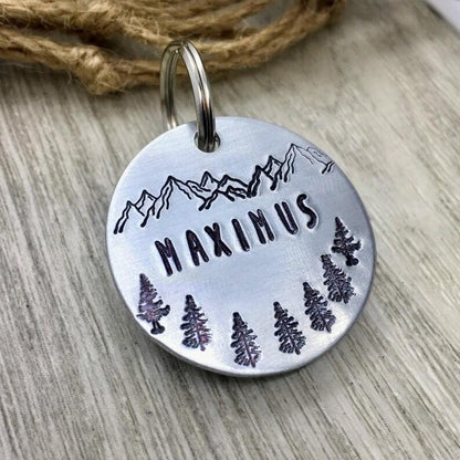 Maximus Forest Design Handstamped - Pet ID Tag