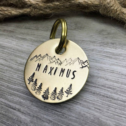 Maximus Forest Design Handstamped - Pet ID Tag