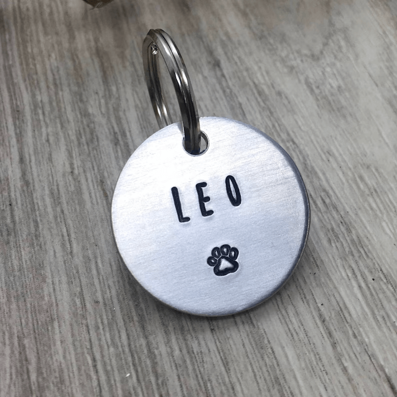 Leo Paw Handstamped - Pet ID Tag
