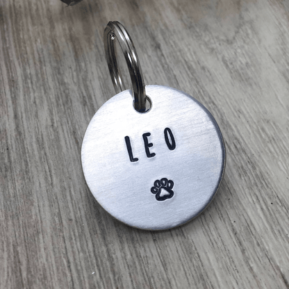 Leo Paw Handstamped - Pet ID Tag