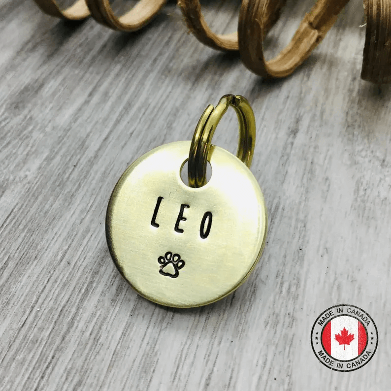 Leo Paw Handstamped - Pet ID Tag