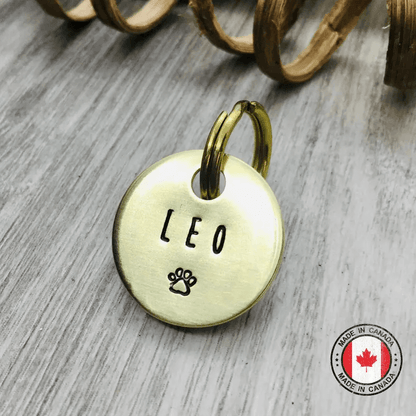 Leo Paw Handstamped - Pet ID Tag