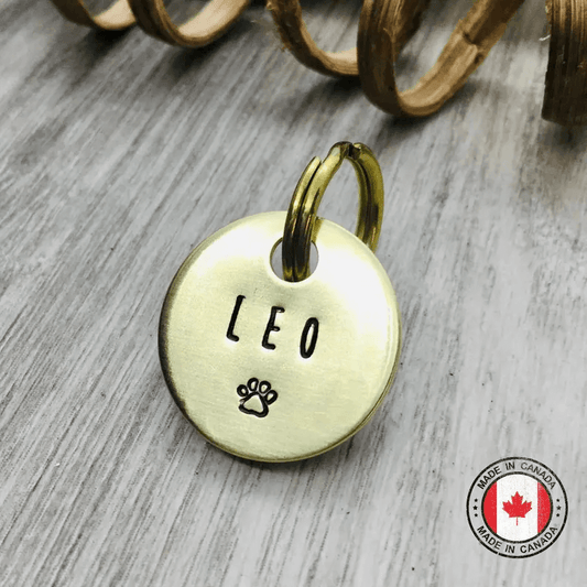 Leo Paw Handstamped - Pet ID Tag