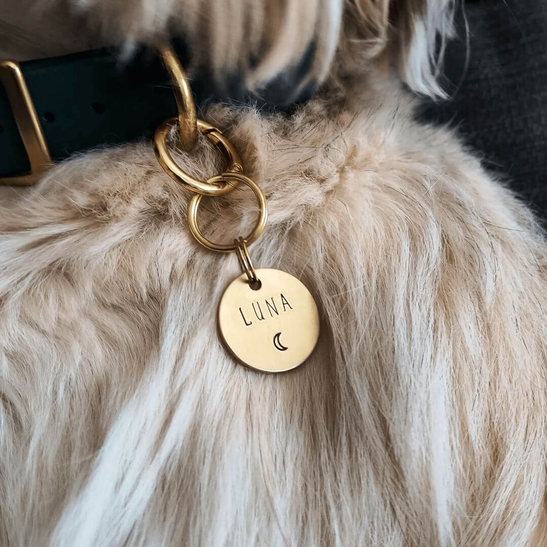 Luna Moon Design Handstamped - Pet ID Tag