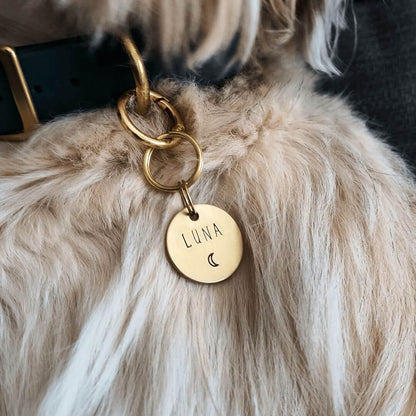 Luna Moon Design Handstamped - Pet ID Tag