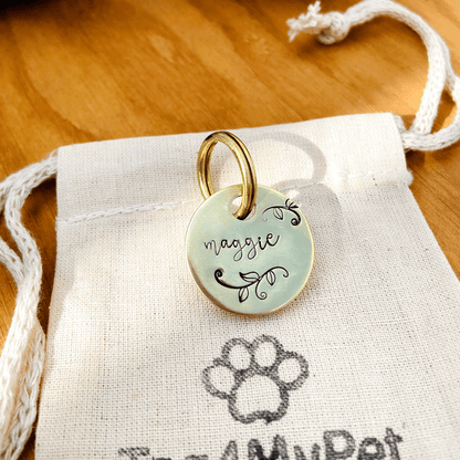 Maggie Flower Handstamped - Pet ID Tag