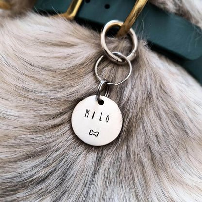 Milo Bone Handstamped - Pet ID Tag