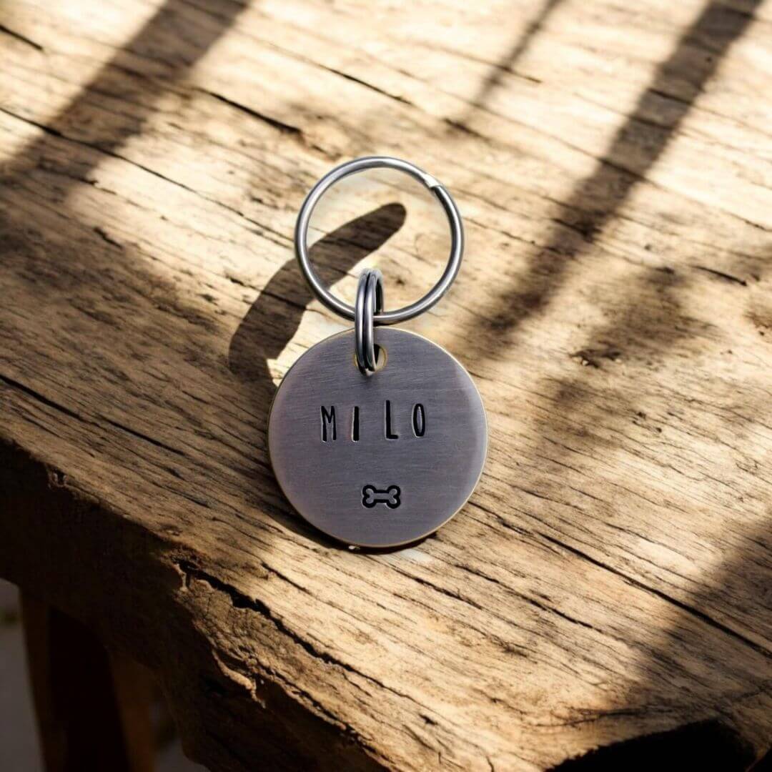 Milo Bone Handstamped - Pet ID Tag