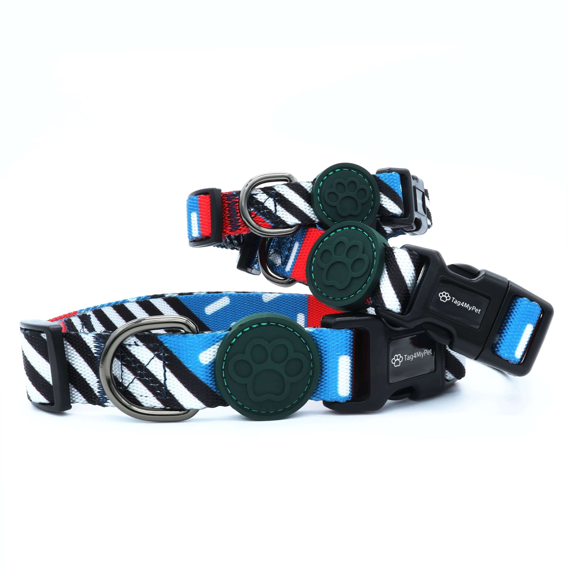 Custom Dog Collars Stripes Engraved - Pet ID Tag