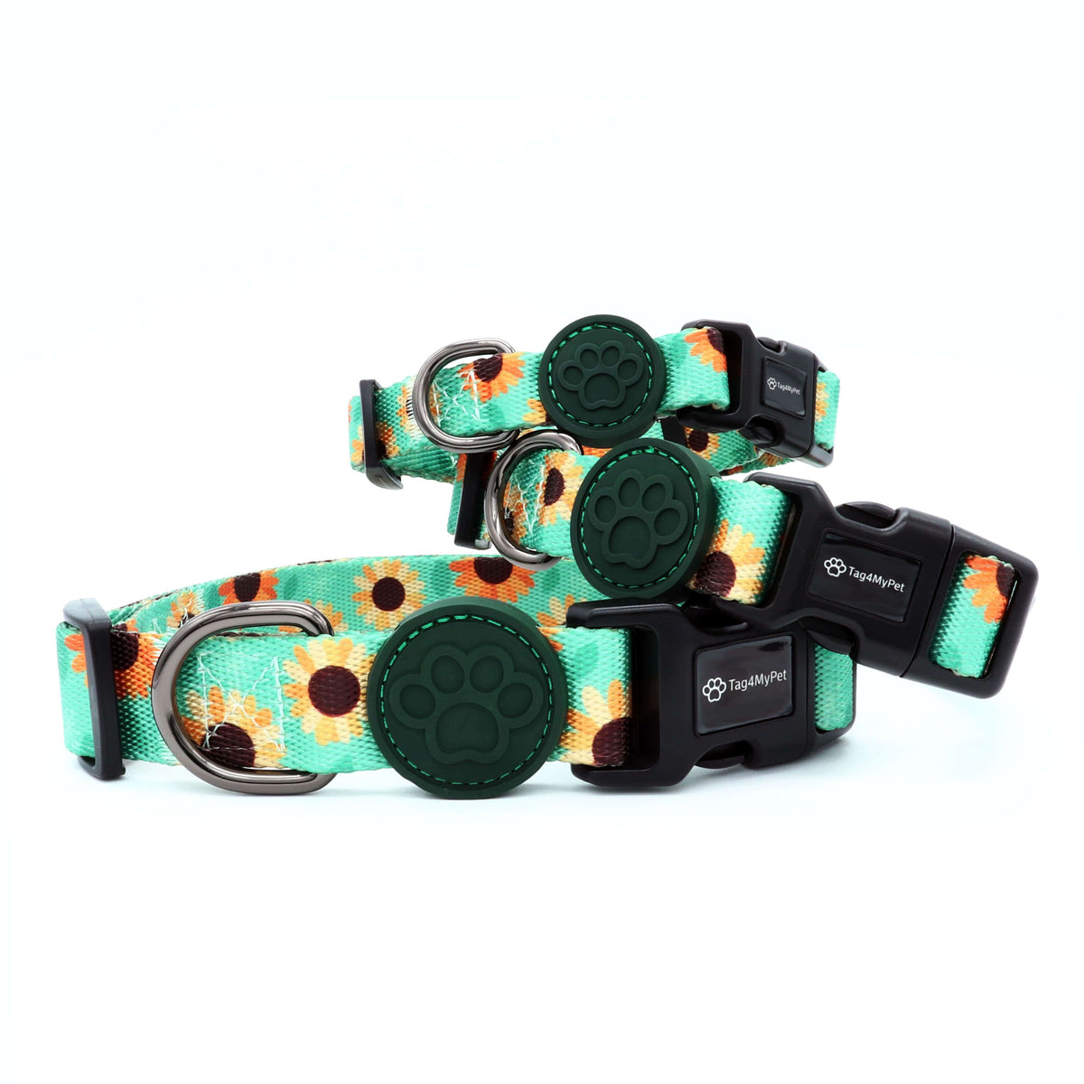 Custom Dog Collars Sun Flower Engraved - Pet ID Tag