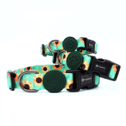 Custom Dog Collars Sun Flower Engraved - Pet ID Tag
