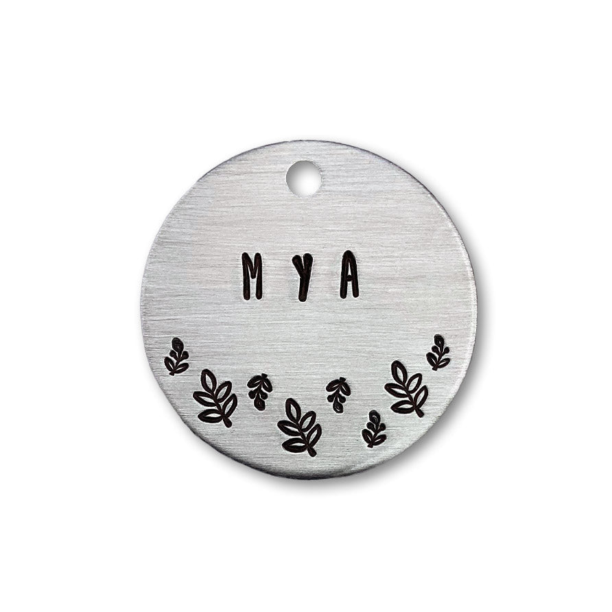 Flower Mya Handstamped - Pet ID Tag