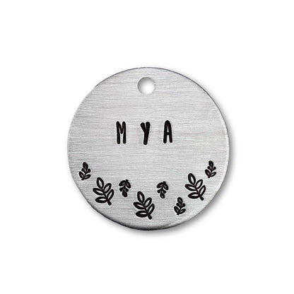 Flower Mya Handstamped - Pet ID Tag