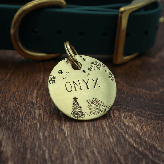 Onyx Christmas Handstamped - Pet ID Tag