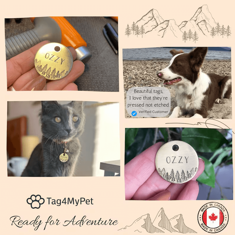 Ozzy Trees Handstamped - Pet ID Tag