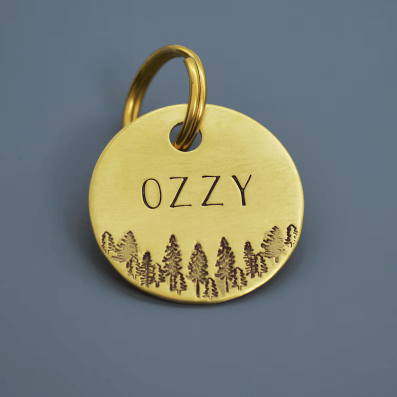 Ozzy Trees Handstamped - Pet ID Tag
