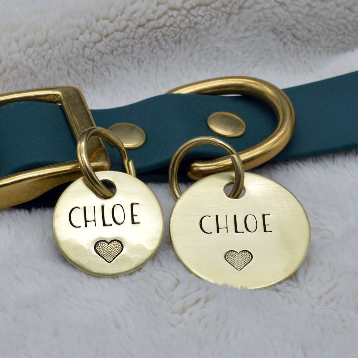 Chloe Heart Design Handstamped - Pet ID Tag