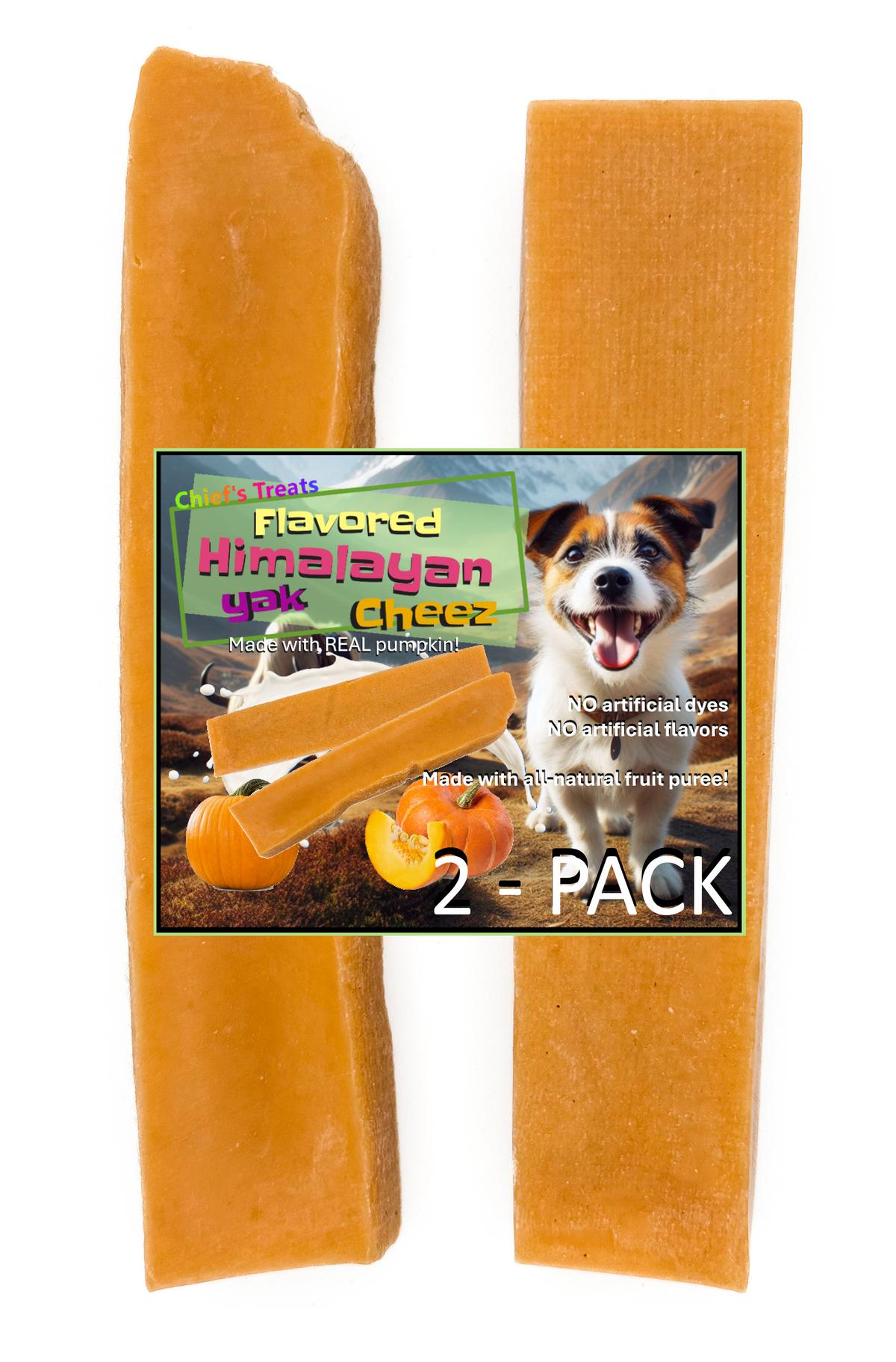 Pumpkin Flavored Yak Cheese Chew - made with REAL PUMPKIN Puree - Single