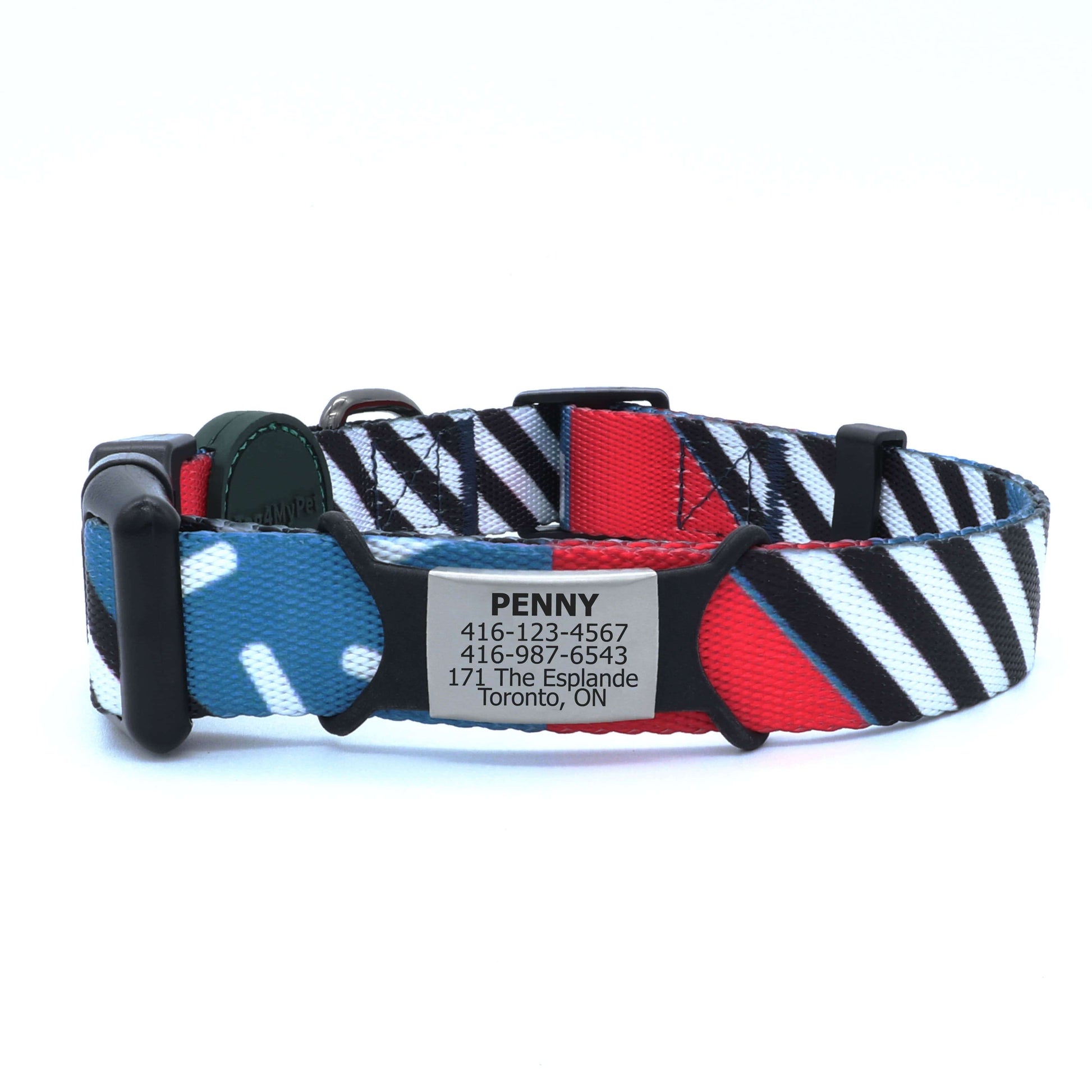 Custom Dog Collars Stripes Engraved - Pet ID Tag