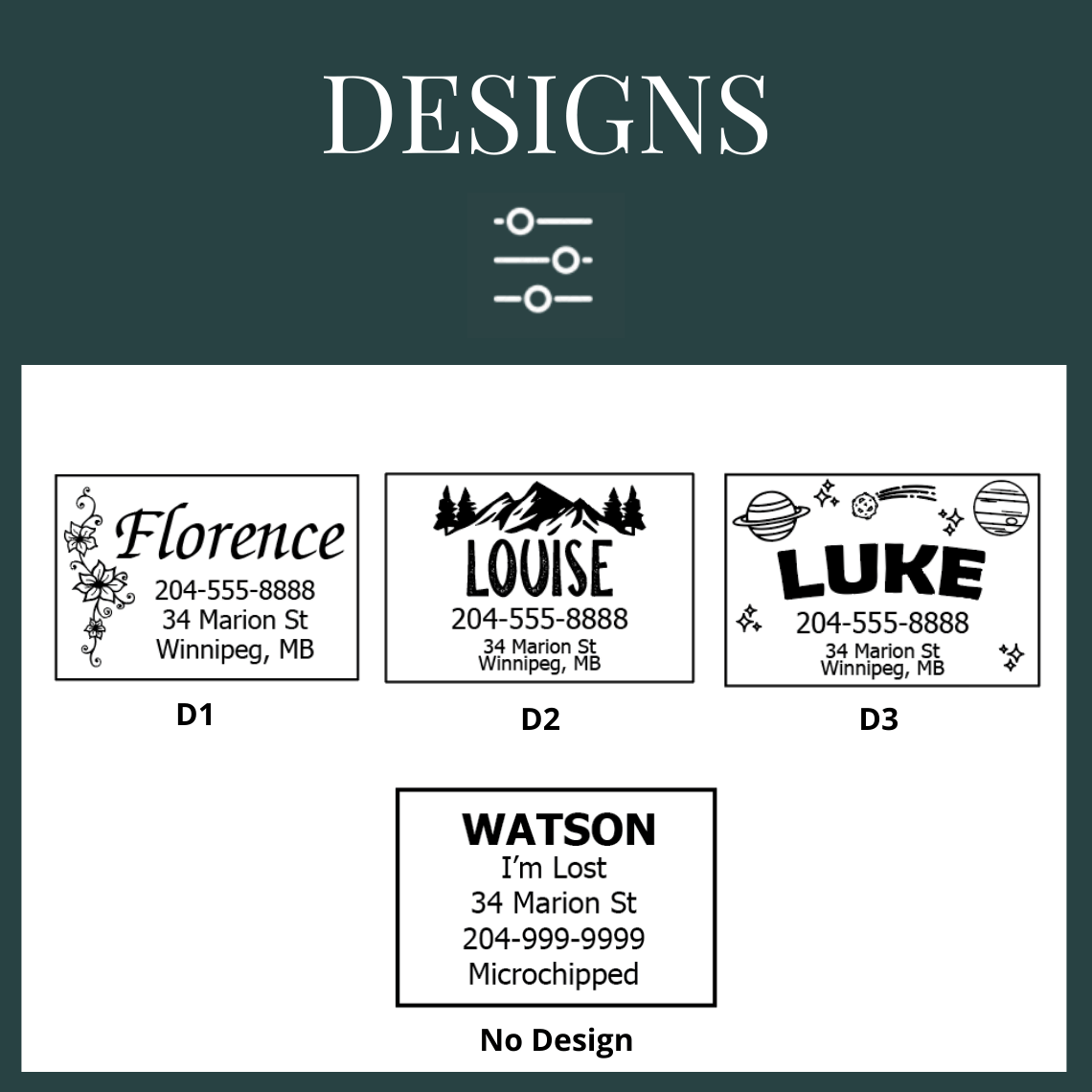 Various Colours and Multiple Designs Slide-On - Pet ID Tag
