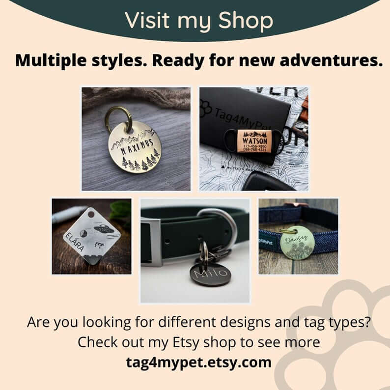 Winter Design Handstamped - Pet ID Tag
